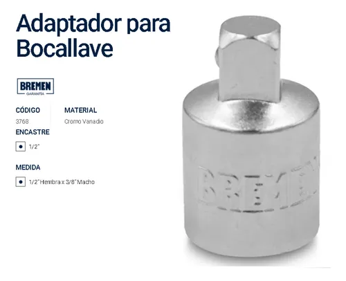133330 ADAPTADOR PARA BOCA LLAVE DE 1/2H X 3/8M BREMEN 3768 - Imagen 1