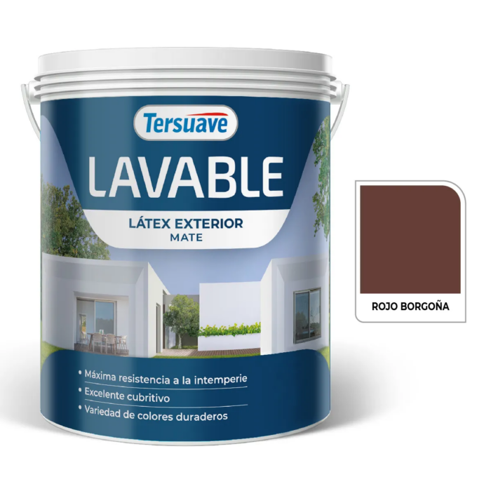 LAVABLE LATEX EXTERIOR MATE X 1 LTS ROJO BORGOÑA  TERSUAVE - Imagen 1