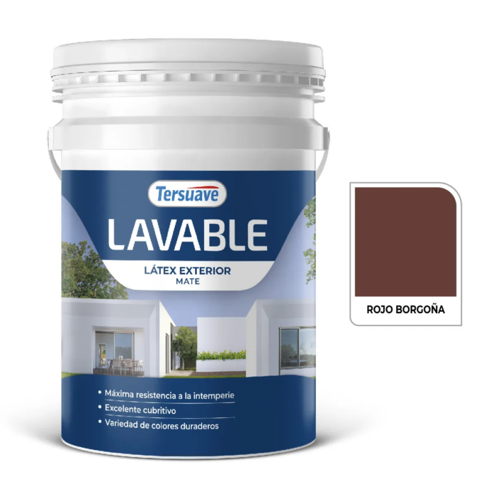 LAVABLE LATEX EXTERIOR MATE ROJO BORGOÑA X 20 LTS TERSUAVE - Imagen 1