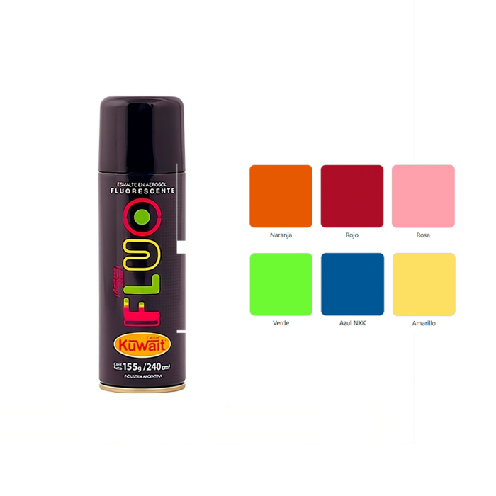 PINTURA EN AEROSOL DE 240 CC COLOR FLUORESCENTE AMARILLO KUWAIT - Imagen 1