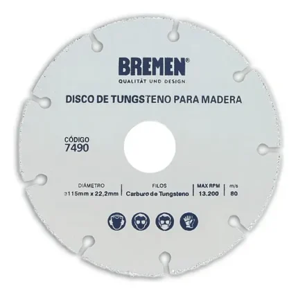 DISCO TUNGSTENO PARA MADERA DE 115MM.    7490
