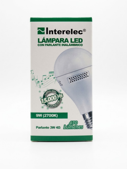 LAMPARA LED 9W CON PARLANTE 2700K LUZ CALIDA 402420