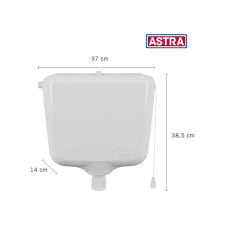 DEPÓSITO PLÁSTICO PARA INODORO ASTRA, CAPACIDAD 9 LITROS, MODELO C17/S, COLOR BLANCO BR1.