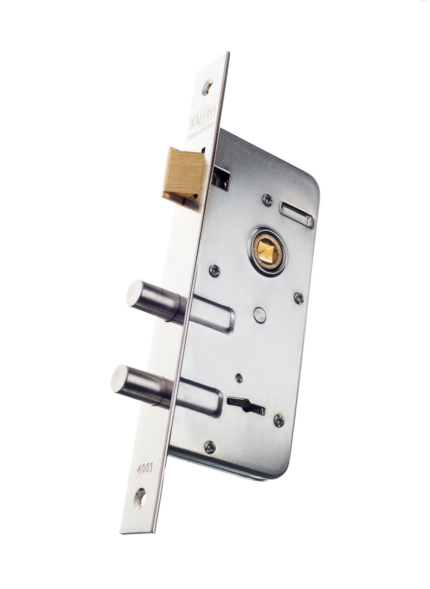 CERRADURA KALLAY MODELO 4001 DE SEGURIDAD REFORZADA, DOBLE PERNO, DE EMBUTIR