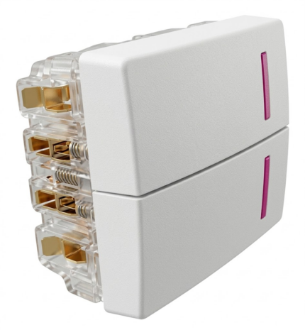 INTERRUPTOR 2 EN 1 MODULAR DE 10A, COLOR BLANCO, CÓDIGO 205603.