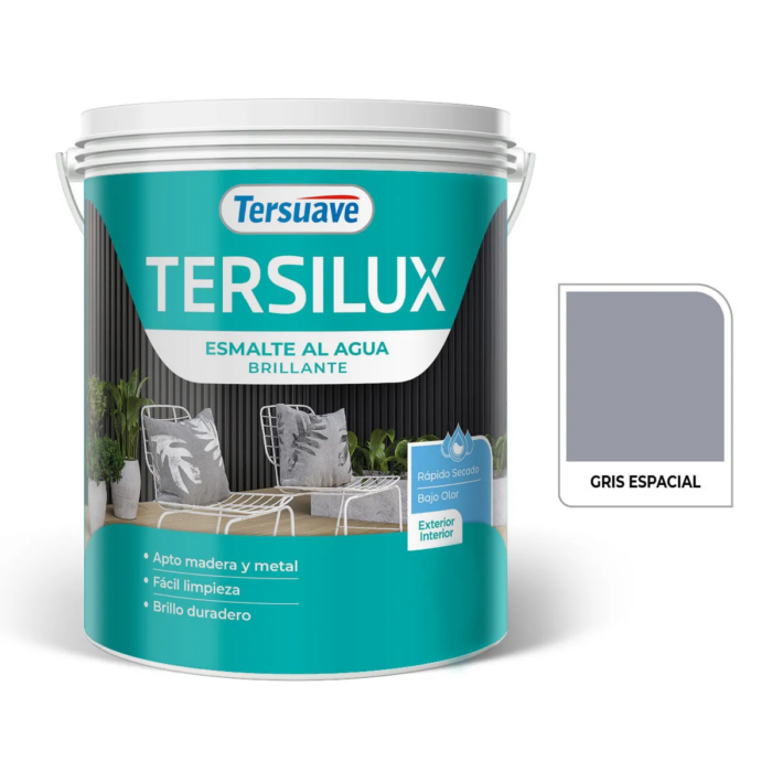TERSILUX ESMALTE AL AGUA BRILLANTE GRIS ESPACIAL X 4 LTS TERSUAVE - Imagen 1