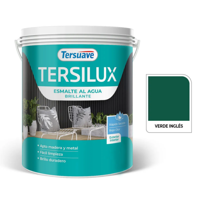 TERSILUX ESMALTE AL AGUA BRILLANTE VERDE INGLES X 4 LTS TERSUAVE - Imagen 1